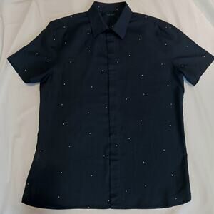 Perry Ellis Men's Medium Polka Dots Short Sleeve Shirt Concealed Buttons